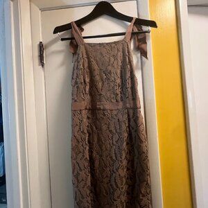 Dress Forum Taupe Lace Midi Dress – Size M